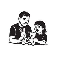 father playing dolls with his daughter