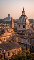 Obraz premium Panoramic view of Rome's rooftops at sunset