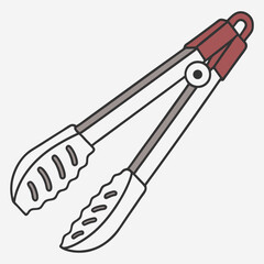 Colorful Cooking Tongs Vector Illustration