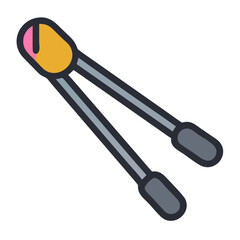 Colorful Kitchen Tongs Vector Icon