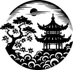 sketch vector illustration silhouette design painting decoration decoration landscape nature cultural and religion classic vintage abstract modern