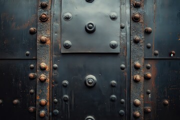 Fototapeta premium Metal panels with rivets and rust