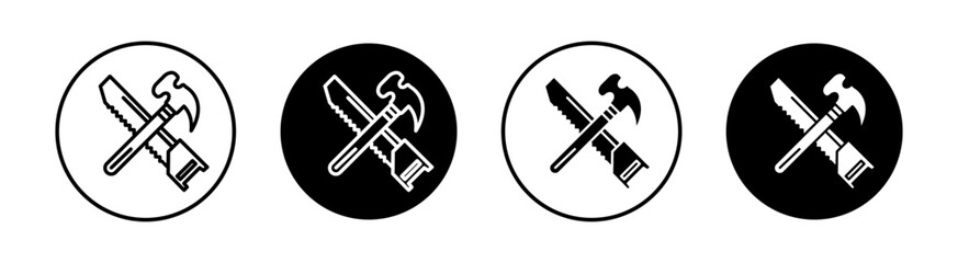 Hand saw and hammer Simple vector icons illustrations for graphic design.