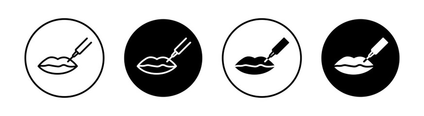 Hyaluronic acid lips injection Simple vector icons illustrations for graphic design.