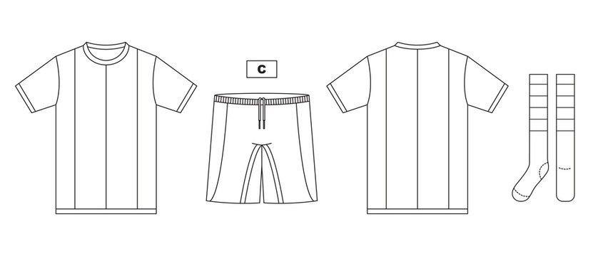 T-shirt jersey mockup outline apparel isolated sport background clothing template tee kit flat captain apparel soccer