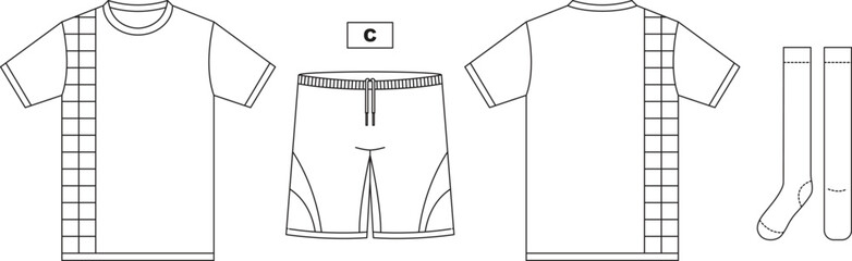 T-shirt jersey mockup outline apparel isolated sport background clothing template tee kit flat captain apparel soccer © LAB