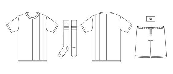 T-shirt jersey mockup outline apparel isolated sport background clothing template tee kit flat captain apparel soccer