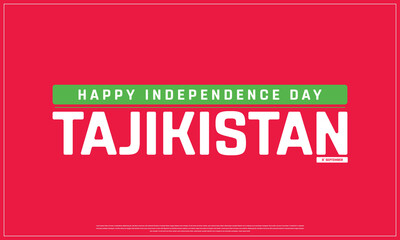 Independence Day of Tajikistan on a dark background, Vector design of Independence Day of Tajikistan, Typographic Design of Tajikistan National Day, Flag typography of Tajikistan
