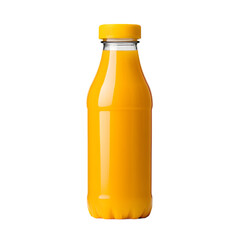 A liter plastic bottle filled with vibrant orange juice, featuring a yellow cap, perfect for refreshing beverages, healthy drinks, or on-the-go consumption