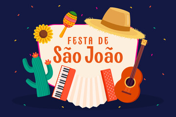 sao joao festival background illustration in flat design
