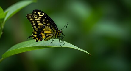 Naklejka premium Butterfly on a Leaf