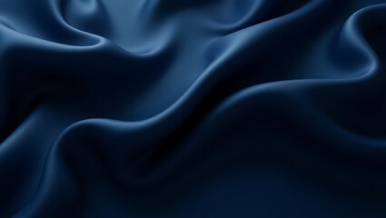 Obraz premium Dark Blue Abstract Flowing Fabric with Smooth Curves and Shadows for Modern Design Backgrounds