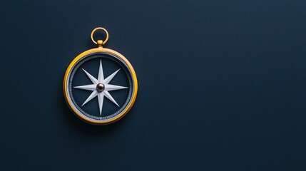 A classic compass with a golden rim rests on a dark surface, symbolizing navigation and direction.