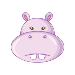 illustration art cute purple hippo head sticker and childern t-shirt design
