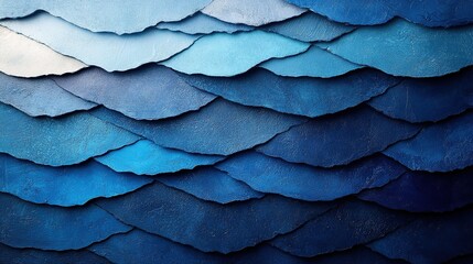 Abstract Blue Hues Textured Layers: A Serene Wave Pattern