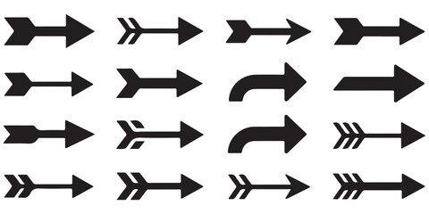 Long arrows icon.  hand drawn arrow, grunge arrow, arrows icon black vector silhouettes