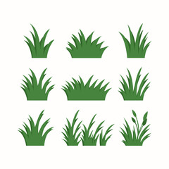 Set of flat grass elements vector