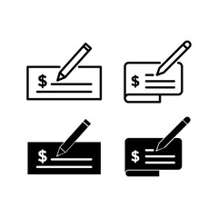 Checkbook icon line style and flat glyph style. Icon set related to accounting and banking.