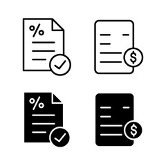 Tax report icon line style and flat glyph style. Icon set related to accounting and banking.