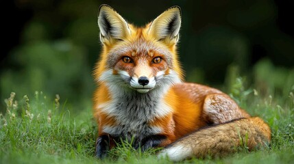 Fototapeta premium Red fox resting in grass