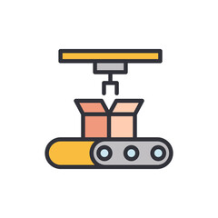 Conveyor colored icons, minimalist vector illustration ,simple transparent graphic element .Isolated on white background