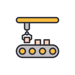 Conveyor colored icons, minimalist vector illustration ,simple transparent graphic element .Isolated on white background