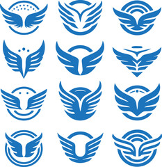 vector, icon, wing, illustration, bird, design, logo, water, symbol, set, wings, angel, eagle, tattoo, wave, silhouette, nature, element, sign, art, hand, feather, shape, animal, collection