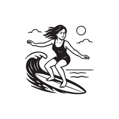 beautiful woman, surfing