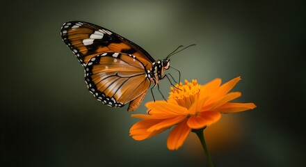 Obraz premium Butterfly on Orange Flower