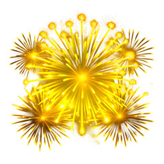 Obraz premium Yellow fireworks illustration for holiday celebration PNG