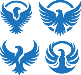 Obraz premium vector, icon, wing, illustration, bird, design, logo, water, symbol, set, wings, angel, eagle, tattoo, wave, silhouette, nature, element, sign, art, hand, feather, shape, animal, collection