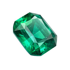 Three to four views of an emerald gemstone suspended slightly in the air with realistic lighting and reflections.