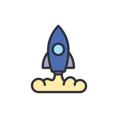 Space rocket colored icons, minimalist vector illustration ,simple transparent graphic element .Isolated on white background