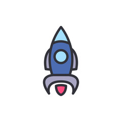 Space rocket colored icons, minimalist vector illustration ,simple transparent graphic element .Isolated on white background