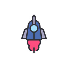 Space rocket colored icons, minimalist vector illustration ,simple transparent graphic element .Isolated on white background