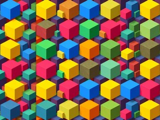 Obraz premium abstract colorful background. cube, 3d, pattern, vector, square, design, geometric, illustration, color, shape, colorful, block, art, box, cubes, concept, wallpaper, seamless, boxes, business, toy, bl
