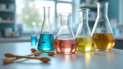 chemical laboratory glassware, laboratory glassware with liquid, laboratory glassware with colorful liquid, laboratory, chemistry, glass, science, chemical, flask, liquid, research, test, medicine, 