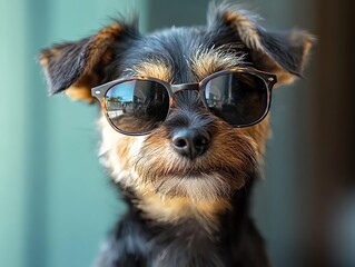 Cool Dog Wearing Sunglasses Portrait