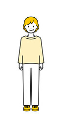 全身のポーズ_シンプルなシニアの女性01