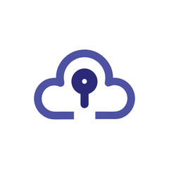 Cloud Security Logo Key in Cloud Icon Design