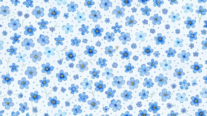 seamless pattern with blue flowers