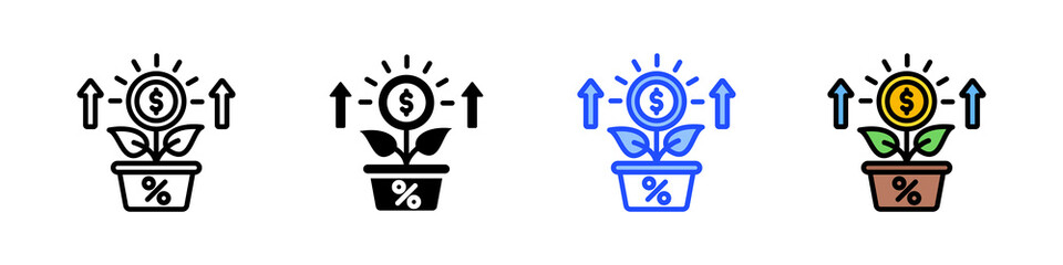Bank Interest Icon Collection With Multiple Styles