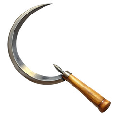 Vintage Sickle: Antique Farming Tool, Crescent Shaped Blade, Wooden Handle, Agricultural History, Harvesting Equipment