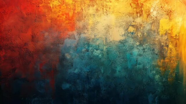 Abstract art depicting a blend of warm and cool tones, creating a vibrant and textured visual experience
