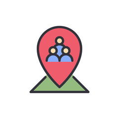 Community location colored icons, minimalist vector illustration ,simple transparent graphic element .Isolated on white background