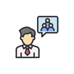 Community manager colored icons, minimalist vector illustration ,simple transparent graphic element .Isolated on white background