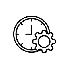 Clock with Settings Outline Icon