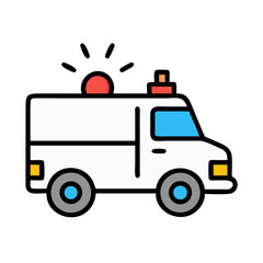 Ambulance Van with Emergency Light Icon Design