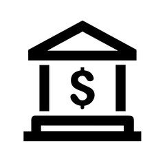 Bank Building with Dollar Sign Icon Design