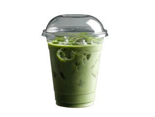 Refreshing Green Drink With Ice Cubes isolated on a transparent background